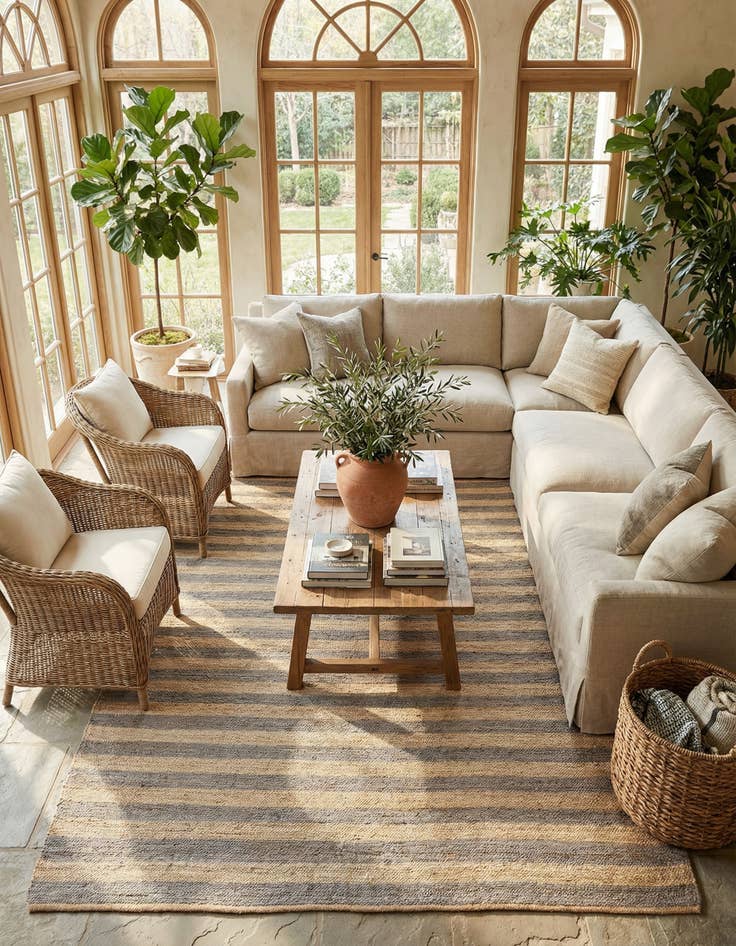 Detail image of 10' x 14' 1  Hand Braided Jute Rug