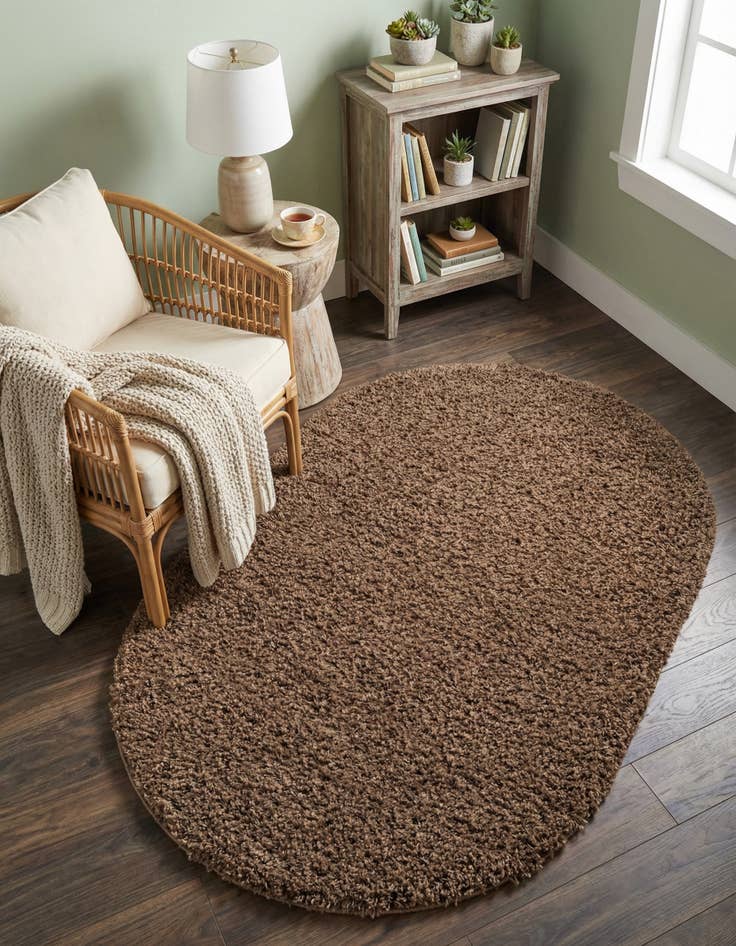 Detail image of 3' x 5' 3 Solid Shag Oval Rug