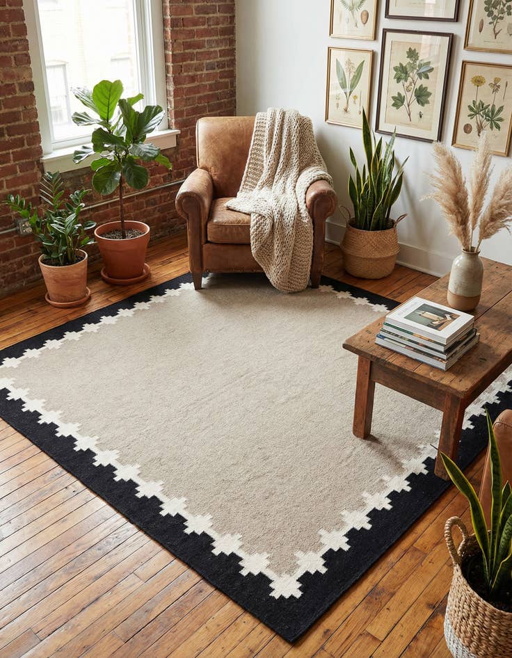 Detail image of 7' 10 x 7' 10 Hand Woven Kilim Wool Square Rug