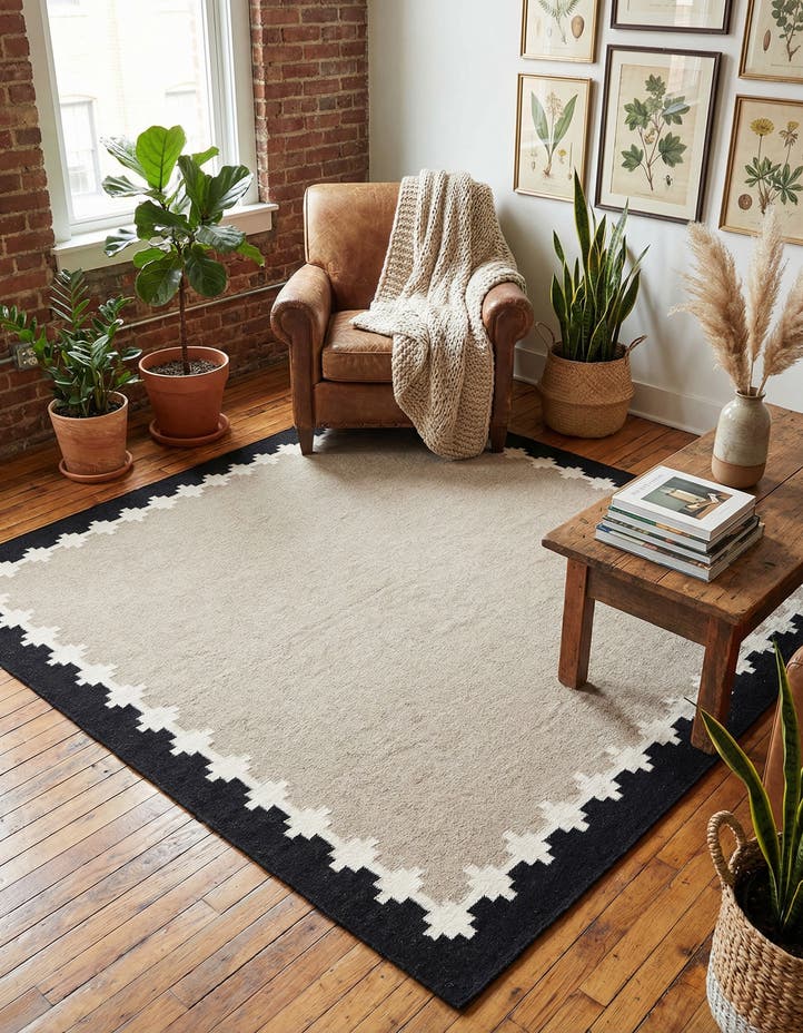 7' 10 x 7' 10 Hand Woven Kilim Wool Square Rug