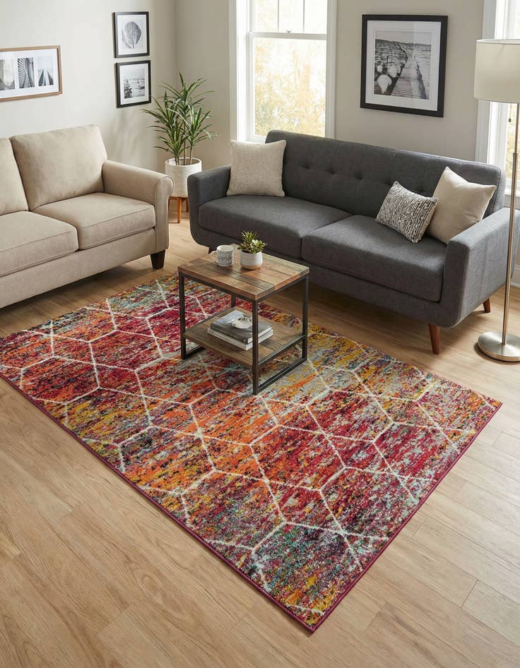 Detail image of  4' x 6' Lattice Frieze Rug