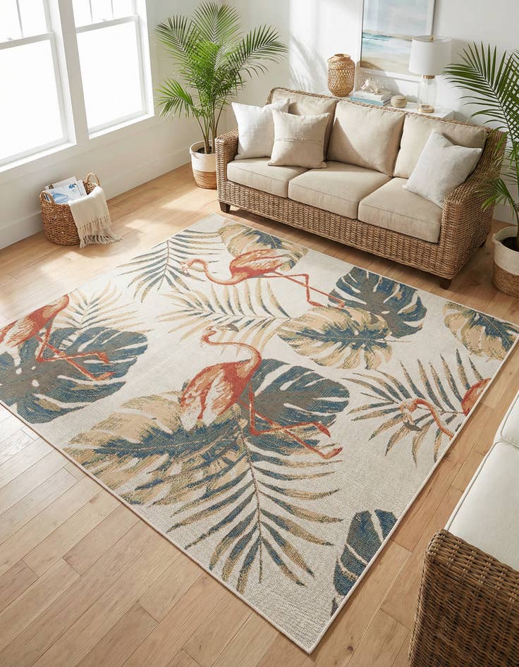 Detail image of 7' 10 x 7' 10  Washable Baja Indoor / Outdoor Square Rug