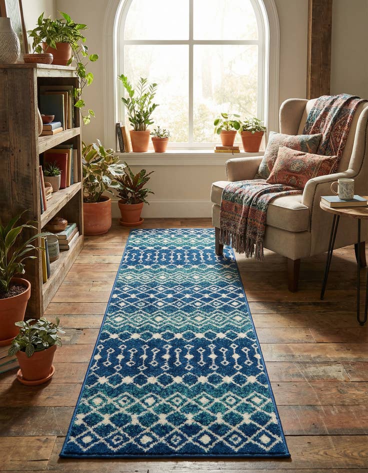 Detail image of 2' x 7' Moroccan Trellis Runner Rug