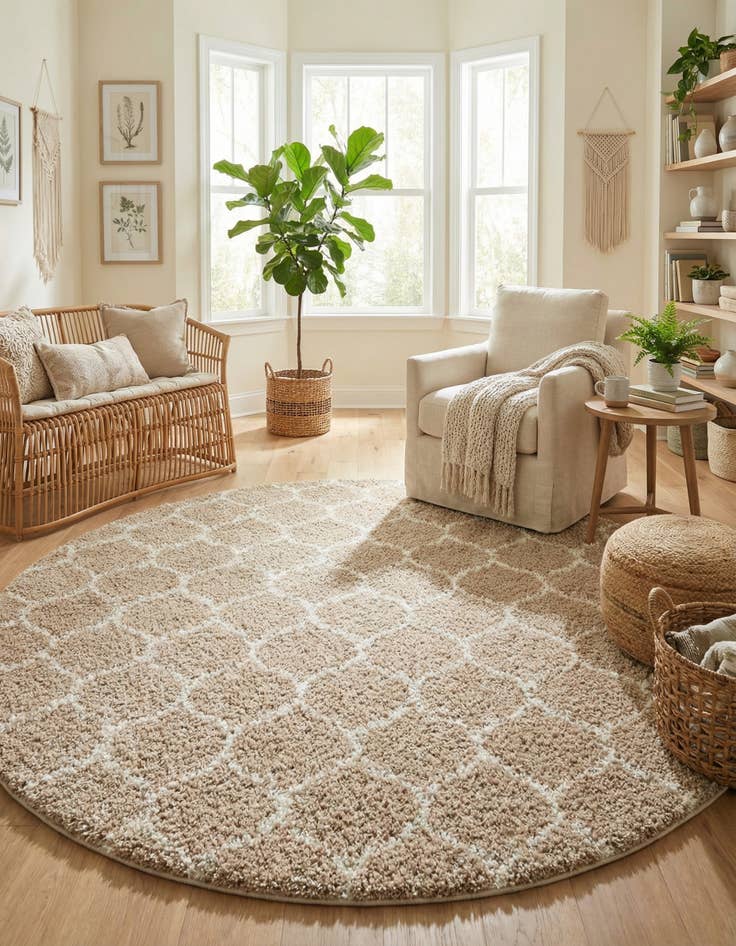 Detail image of 10' x 10' Trellis Shag Round Rug