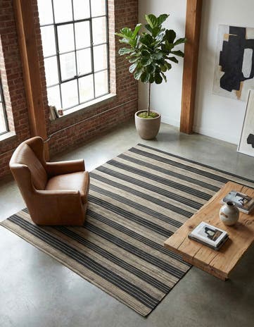 6' 2 x 7' 4 Hand Woven Kilim Modern Wool Square Rug