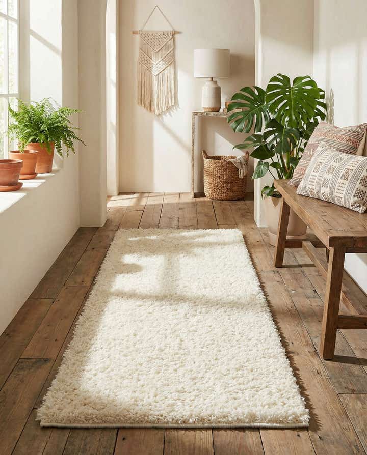 2' x 5' Solid Shag Runner Rug