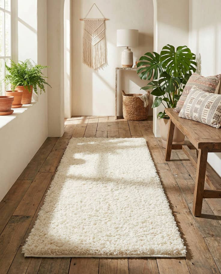 Detail image of 2' x 5' Solid Shag Runner Rug