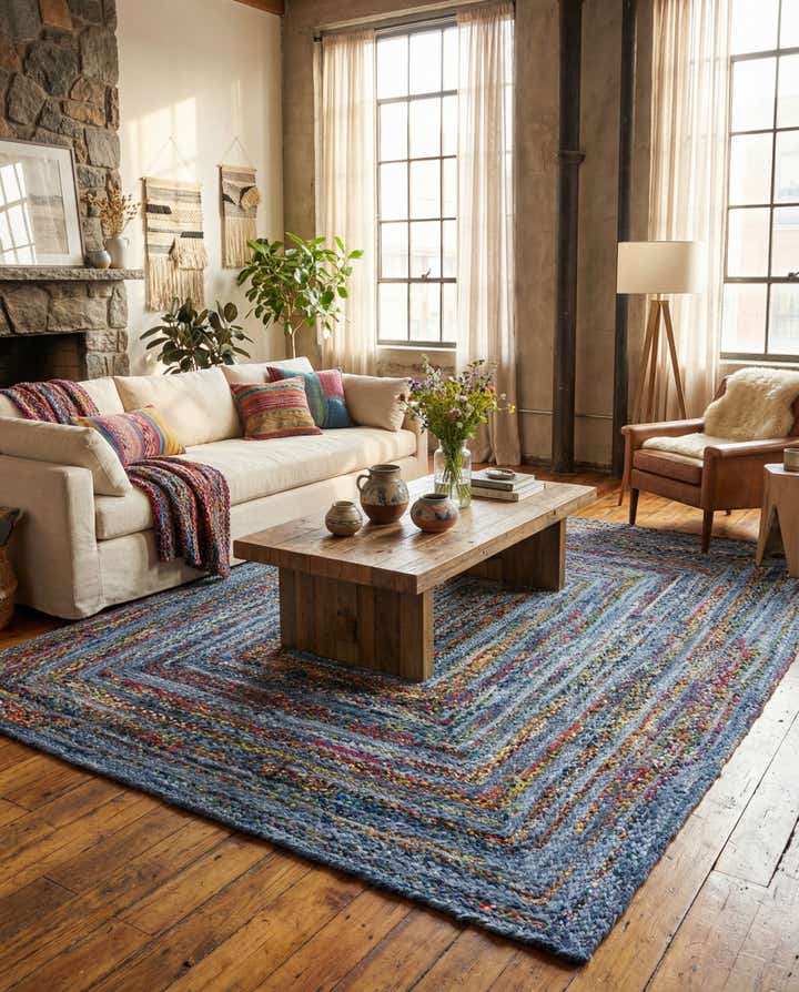 8' x 10' Handmade Braided Chindi Rug