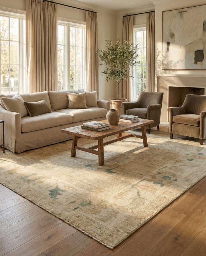 8' 3 x 9' 9 Hand Knotted Oushak Wool Rug