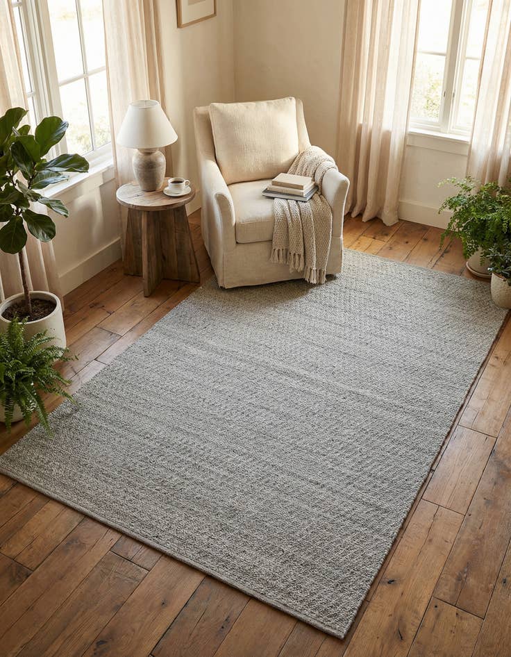 Detail image of 6' 1 x 9' Hand Woven Lattice Wool Rug