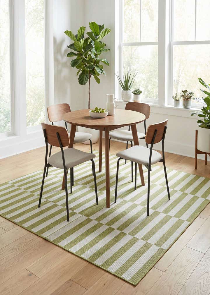 6' x 6' Easy-Clean Striped Indoor / Outdoor Square Rug