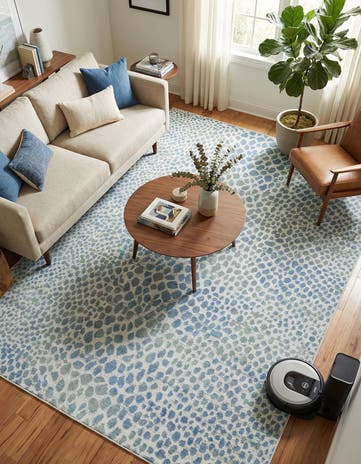 Ivory Blue Kamala Washable Rug
