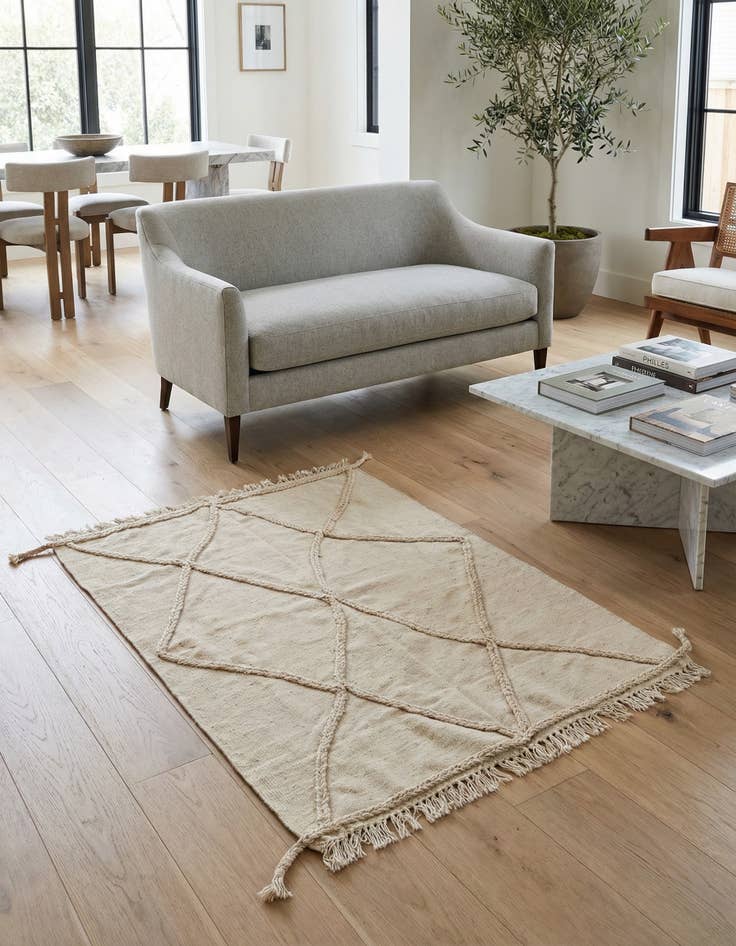 Detail image of 3' 7 x 4' 10 Hand Knotted Moroccan Wool Rug