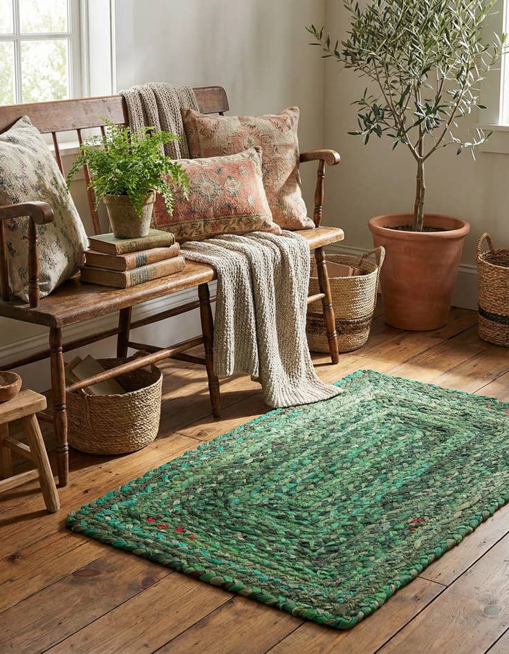 Detail image of 2' x 3' 1  Hand Braided Chindi Rug