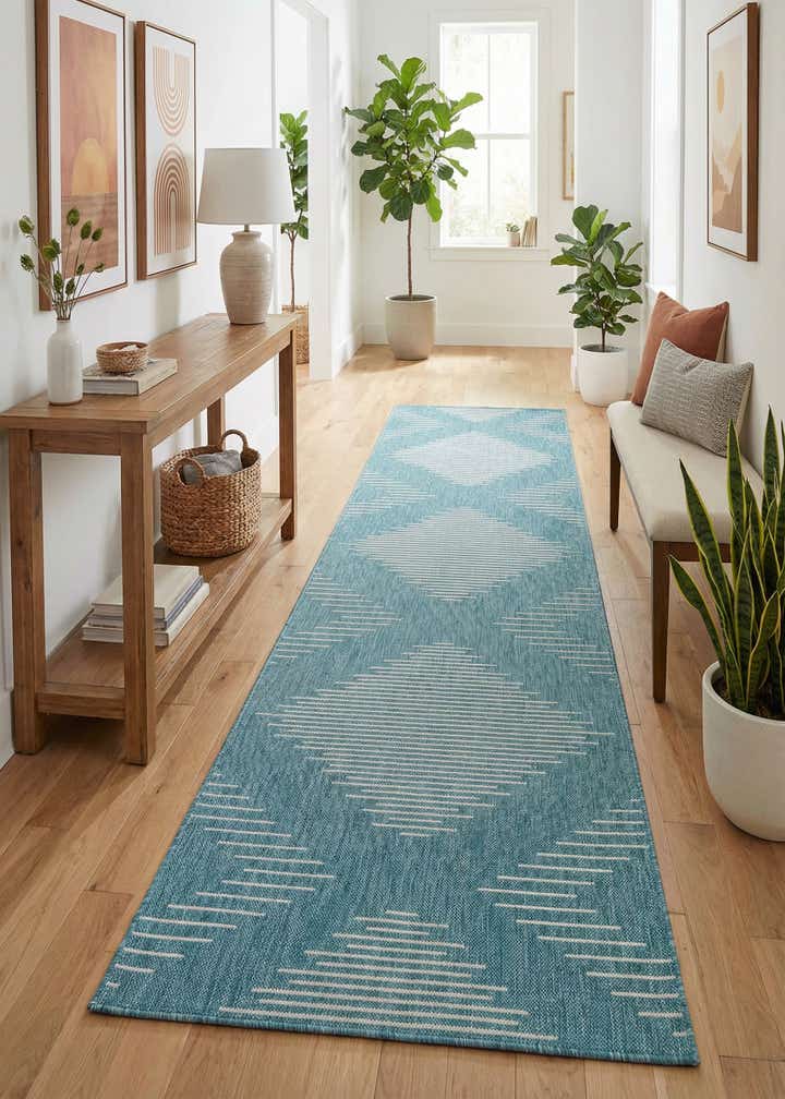 3' 3 x 12' Easy-Clean Modern Indoor / Outdoor Runner Rug