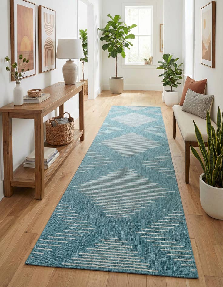 Detail image of 3' 3 x 12' Washable Modern Indoor / Outdoor Runner Rug