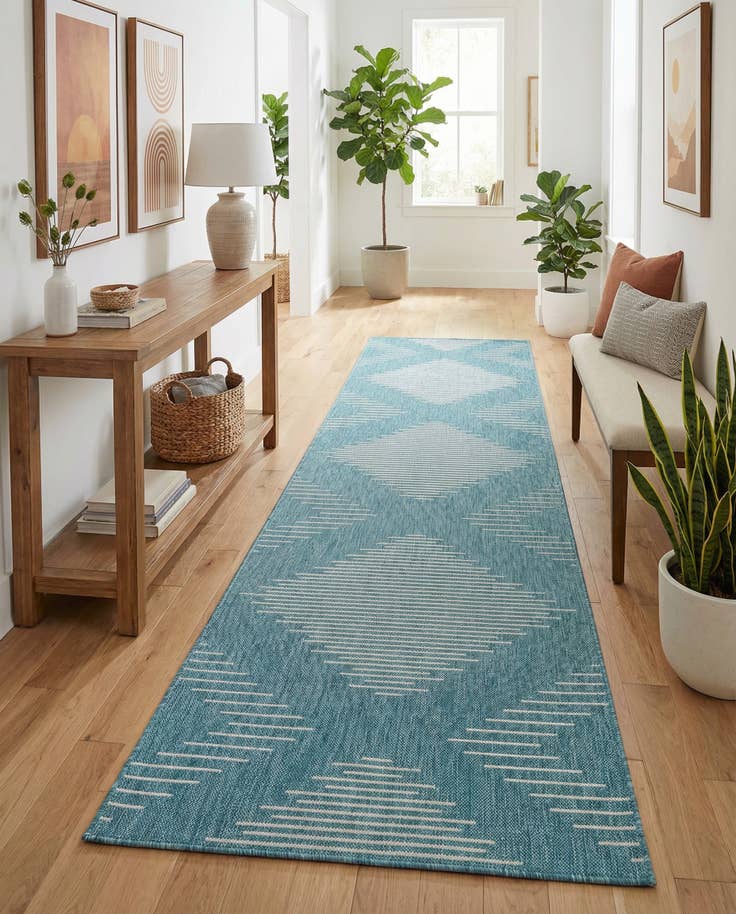 Detail image of 3' 3 x 12' Easy-Clean Modern Indoor / Outdoor Runner Rug