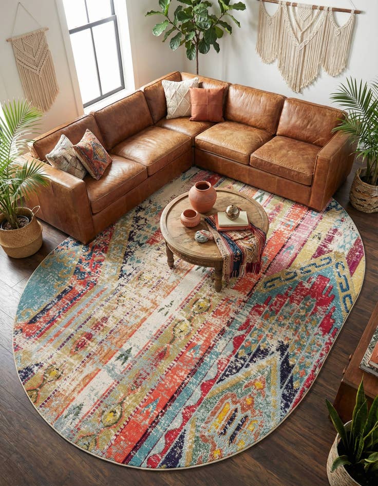 Detail image of 8' x 10' Washable Mesa Oval Rug