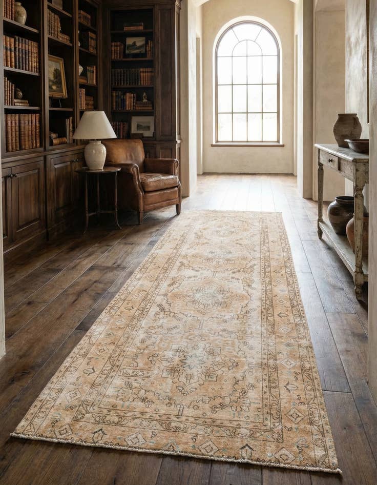 Detail image of 3' 8 x 9' Hand Knotted Ultra Vintage Persian Wool Runner Rug