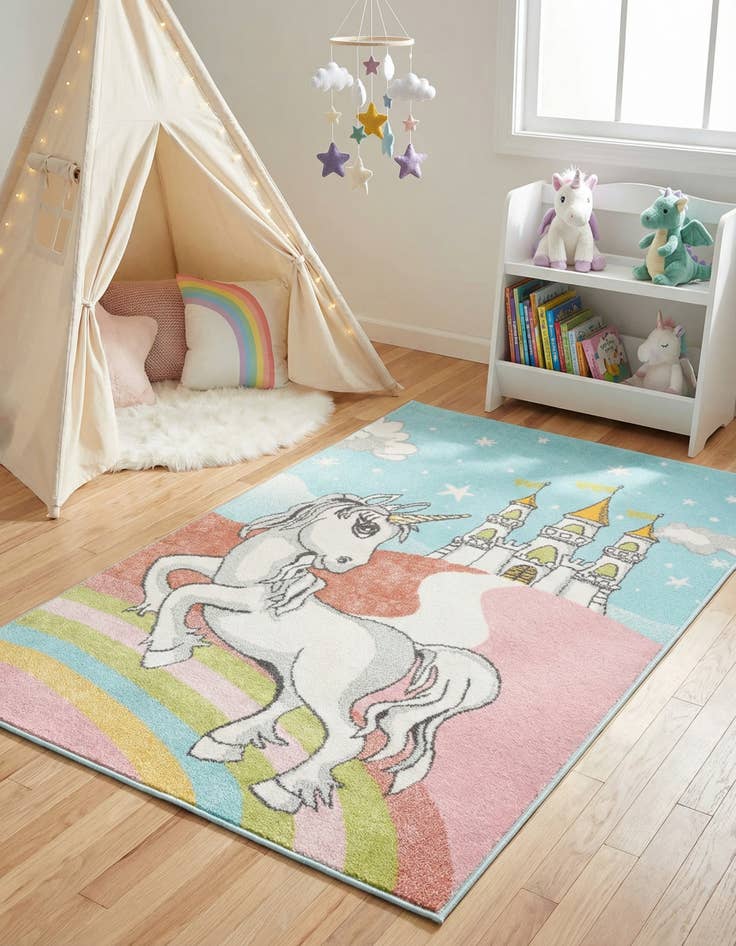 Detail image of  4' x 6' Unicorn Whimsy Kids Rug