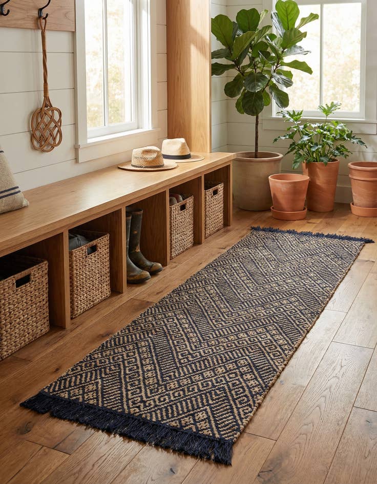 Detail image of 2' x 6' 1 Handmade Braided Jute Runner Rug