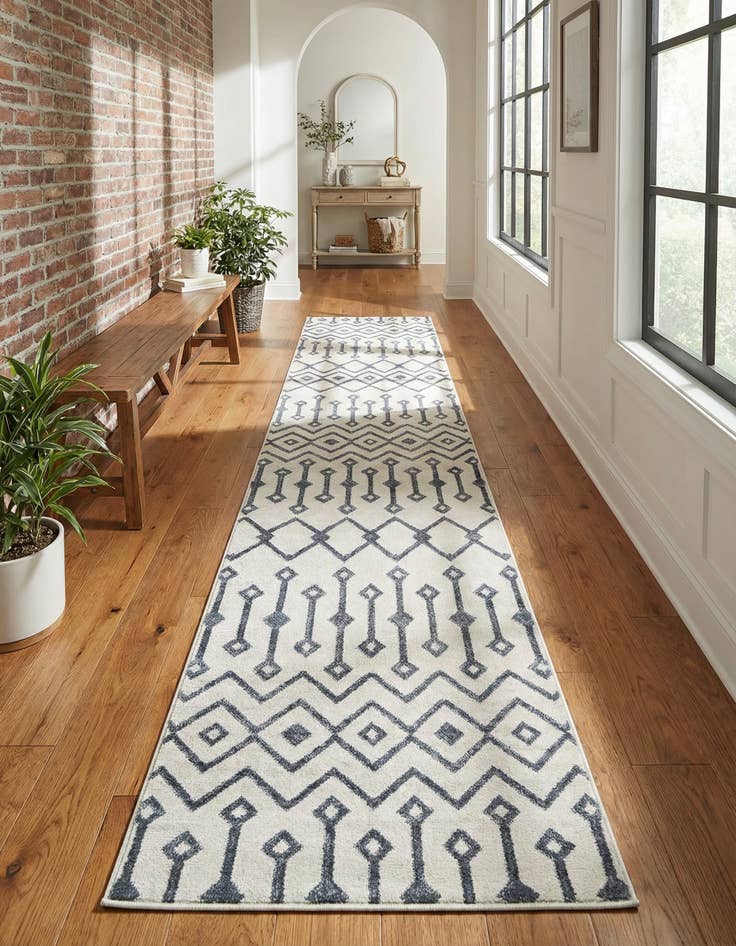 Detail image of 2' 7 x 14' Bohemian Trellis Runner Rug