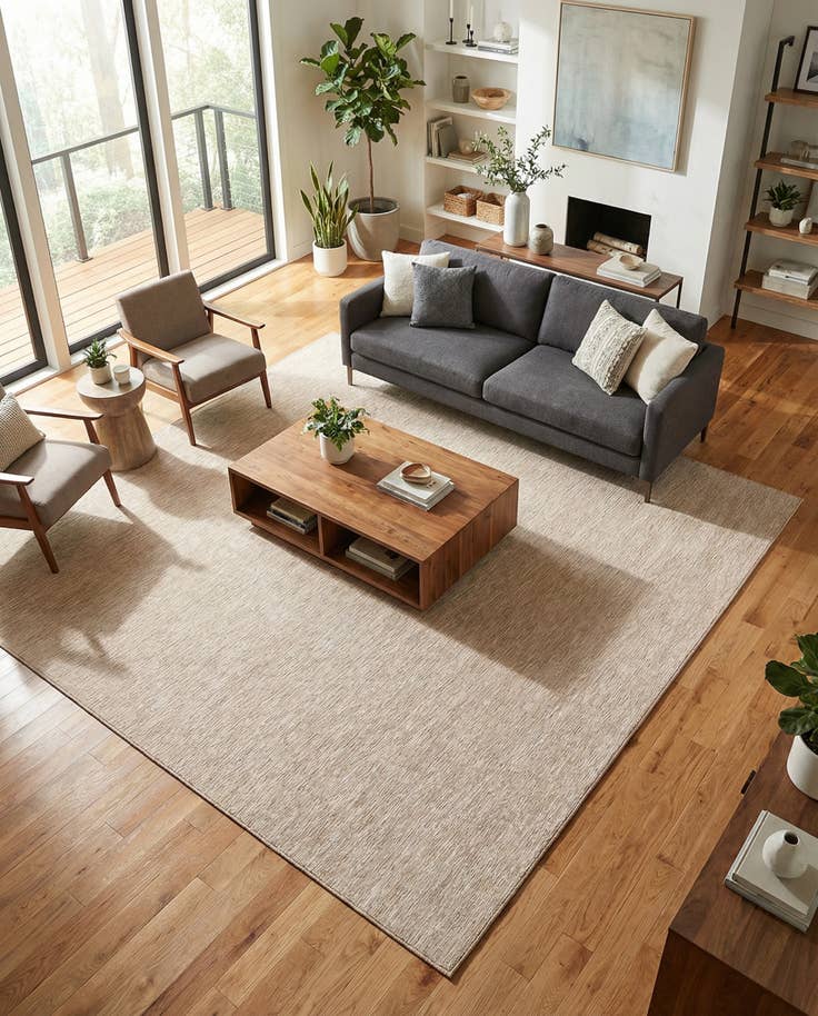 Detail image of 10' 2 x 10' 2 Easy-Clean Solid Indoor / Outdoor Square Rug