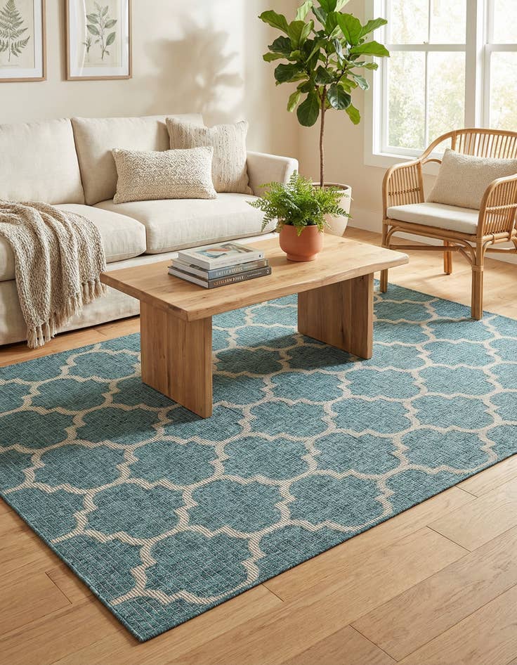 Detail image of  5' 3 x 8'  Washable Lattice Indoor / Outdoor Rug
