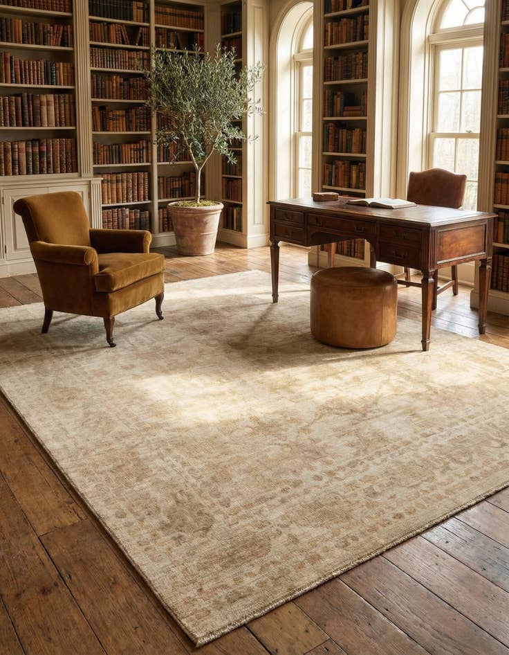 Detail image of 8' 1 x 10' 1 Hand Knotted Oushak Wool Rug