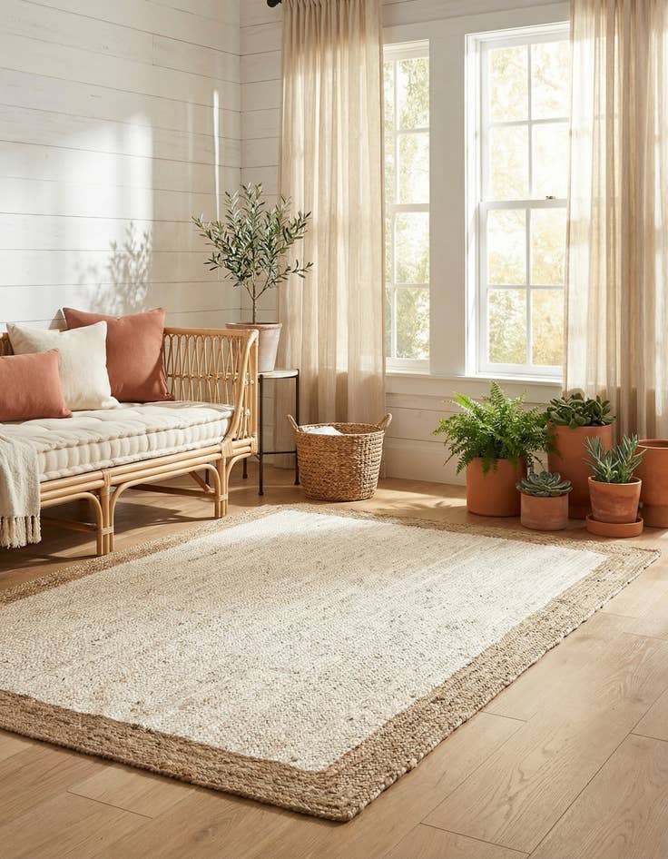 Detail image of 5' 1 x 8' Handmade Braided Jute Rug