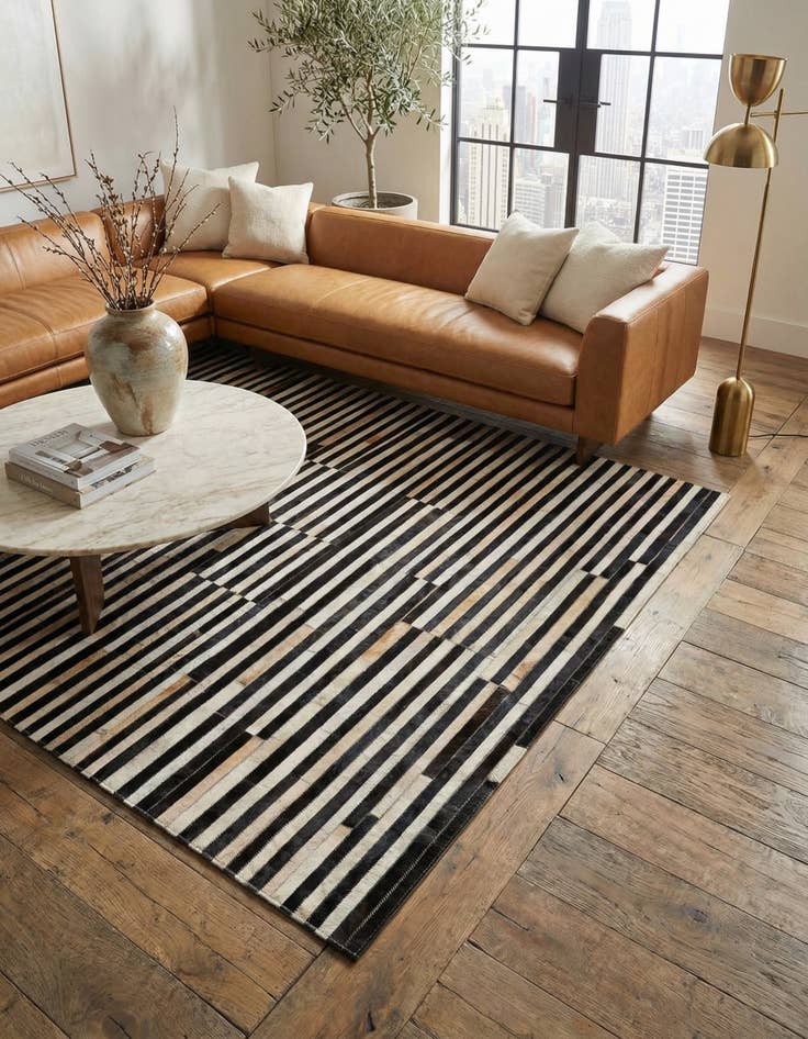 Detail image of 5' 1 x 8' Cowhide Leather Rug