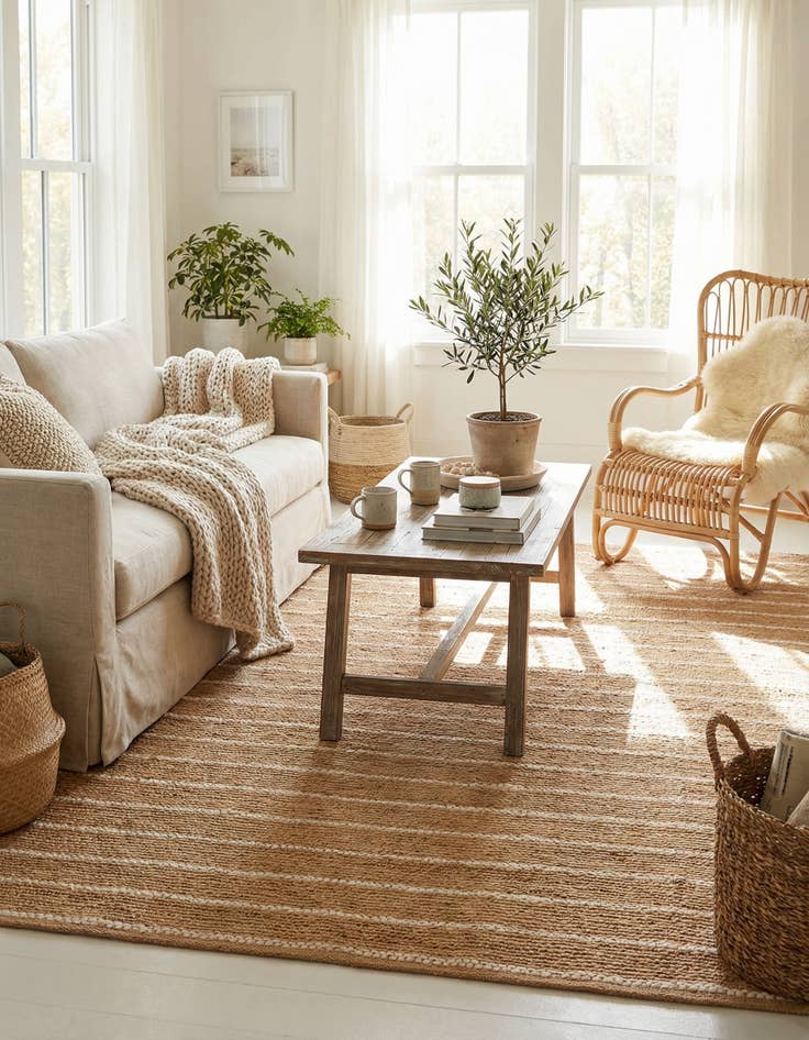 Detail image of 6' 1 x 9' Hand Braided Laurel Handwoven Jute Rug