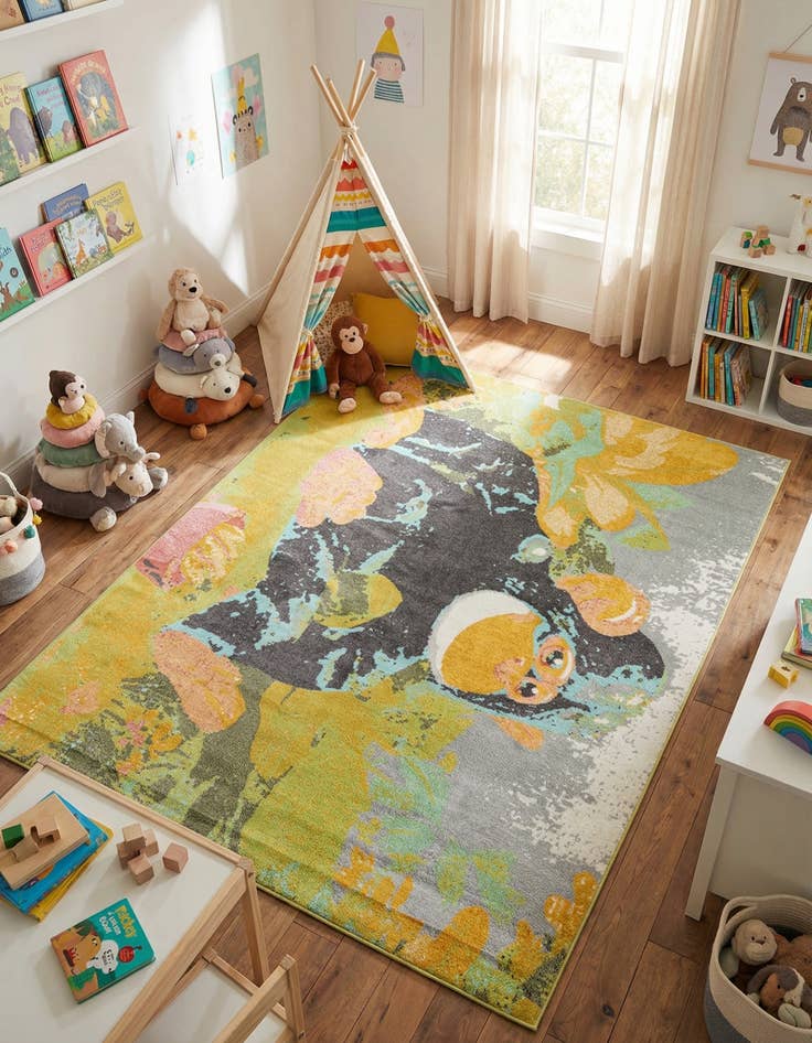 Detail image of 7' 10 x 10' Gorilla Whimsy Kids Rug