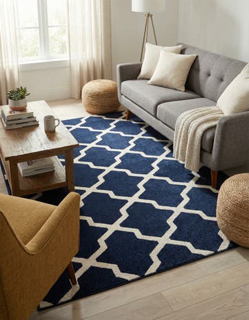 Navy Blue Lattice Rug