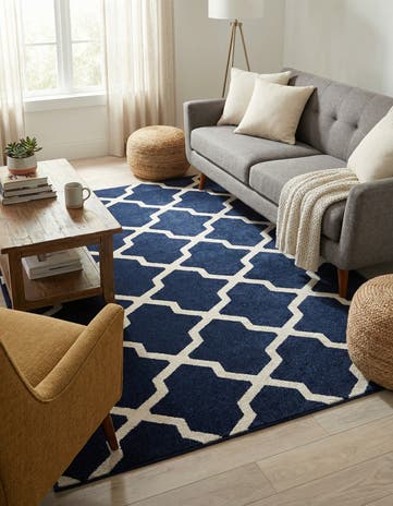 Navy Blue Lattice Rug