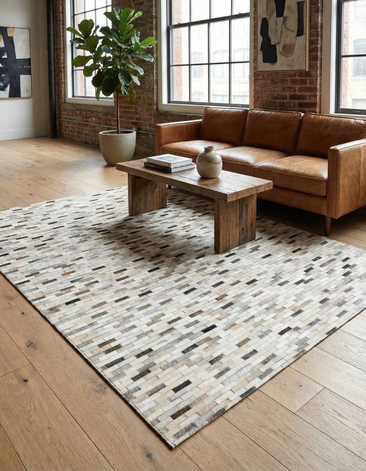 Detail image of 5' 8 x 7' 10 Cowhide Stocks Rug