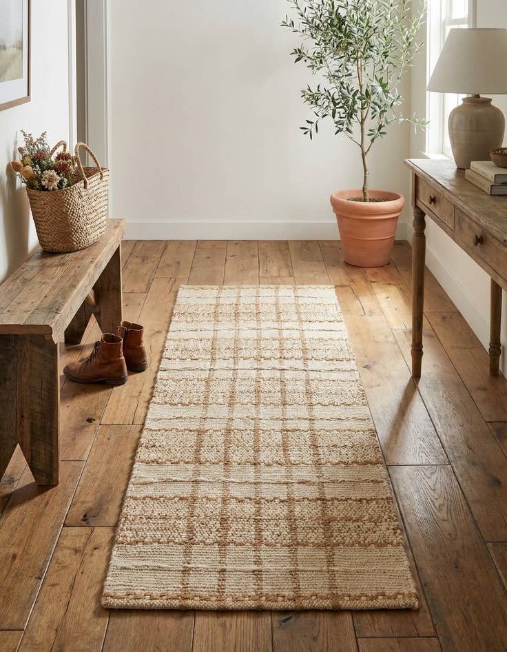 Detail image of 2' x 6' 1  Hand Braided Laurel Handwoven Jute Runner Rug