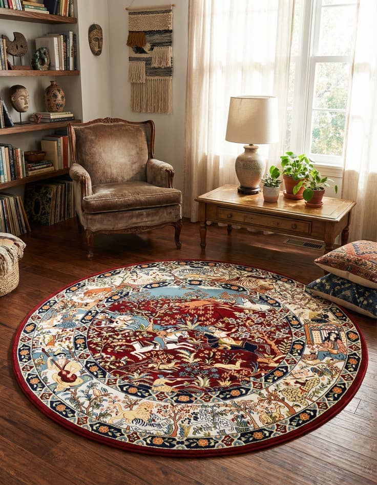 Detail image of 5' 3 x 5' 3 Nain Design Round Rug