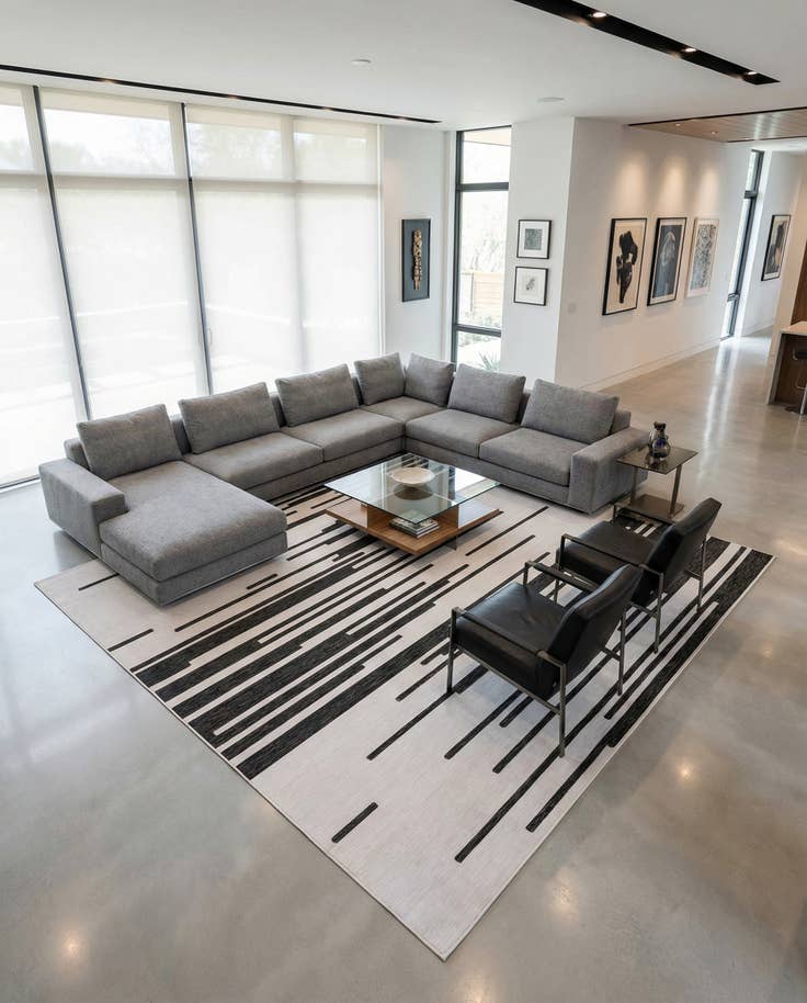 Detail image of 13' x 13' Easy-Clean Modern Indoor / Outdoor Square Rug