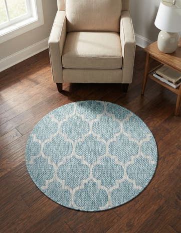 3' x 3' Easy-Clean Lattice Indoor / Outdoor Round Rug