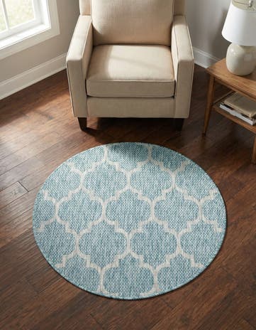3' x 3' Easy-Clean Lattice Indoor / Outdoor Round Rug