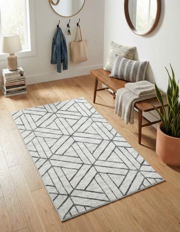 White Lattice Trellis Rug