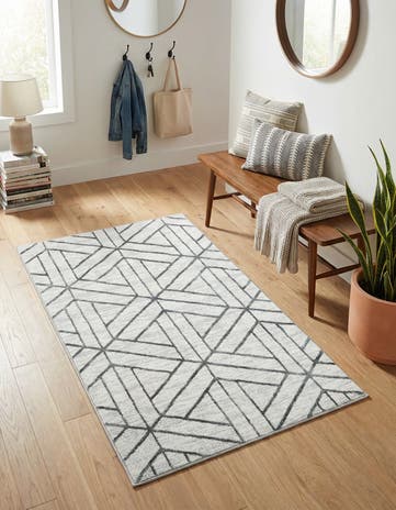 White Lattice Trellis Rug
