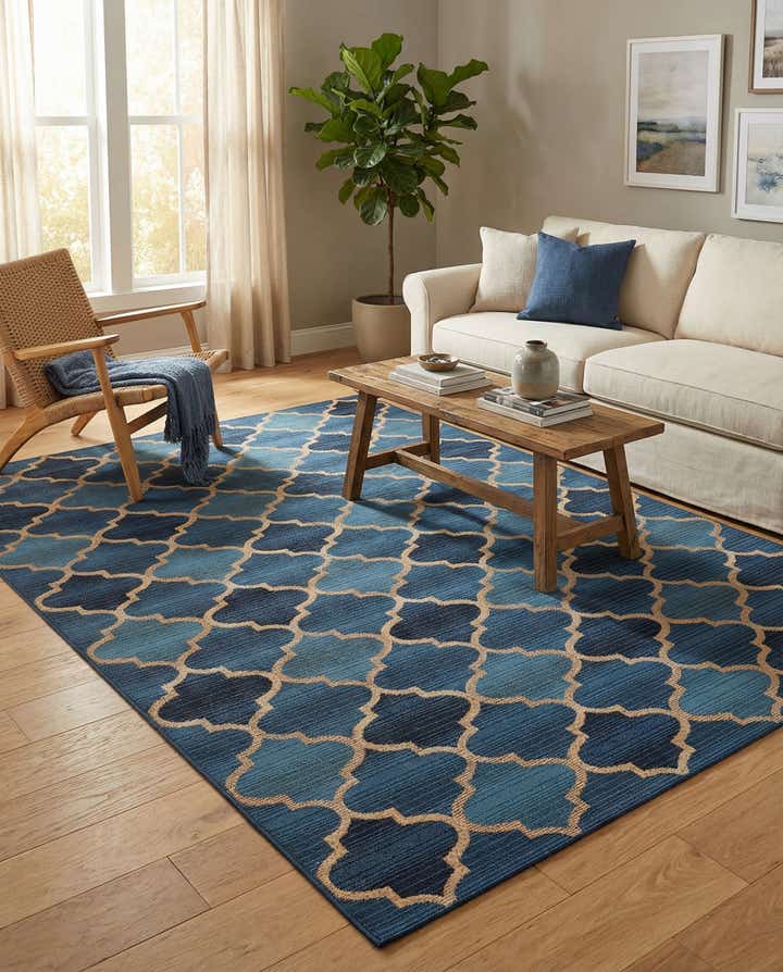 5' 3 x 8' Easy-Clean Lattice Indoor / Outdoor Rug