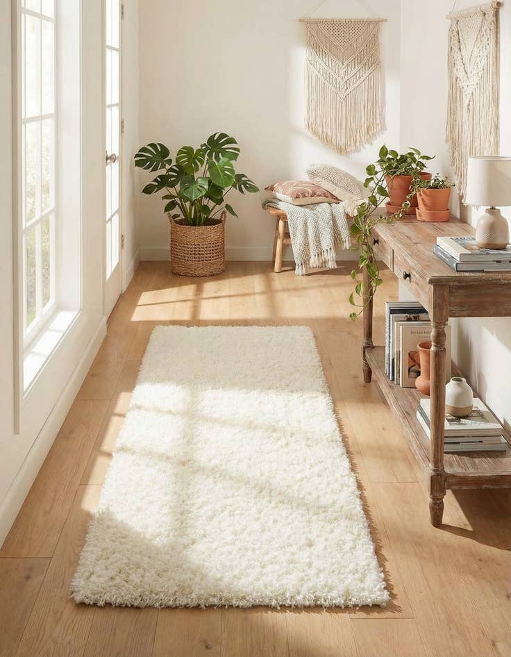 Detail image of 2' x 6' Solid Shag Runner Rug