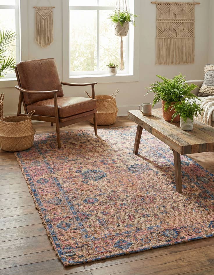 Detail image of 4' 1 x 6' 1  Hand Woven Chenille Jute Rug