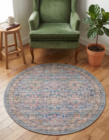 3' 3 x 3' 3 Washable Nostalgia Round Rug
