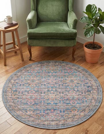 3' 3 x 3' 3 Washable Nostalgia Round Rug