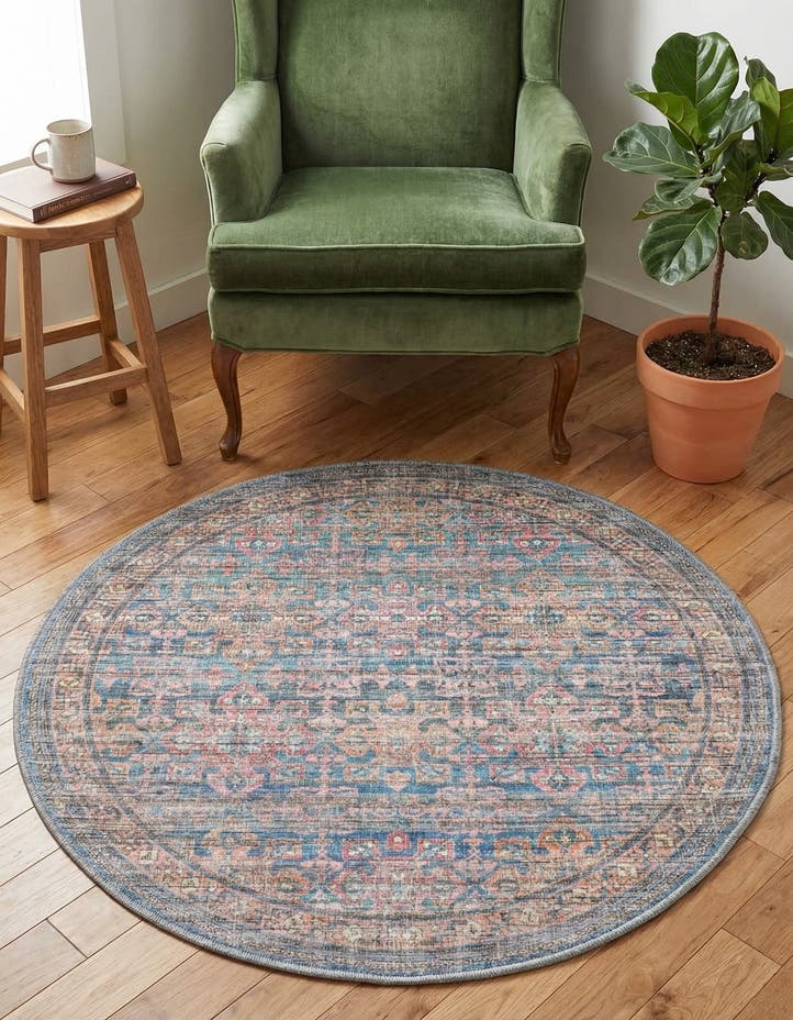 3' 3 x 3' 3 Washable Nostalgia Round Rug