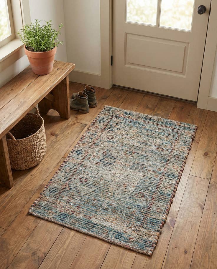 Detailansicht von 60cm x 95cm Handgewebt Chenille Jute Teppich